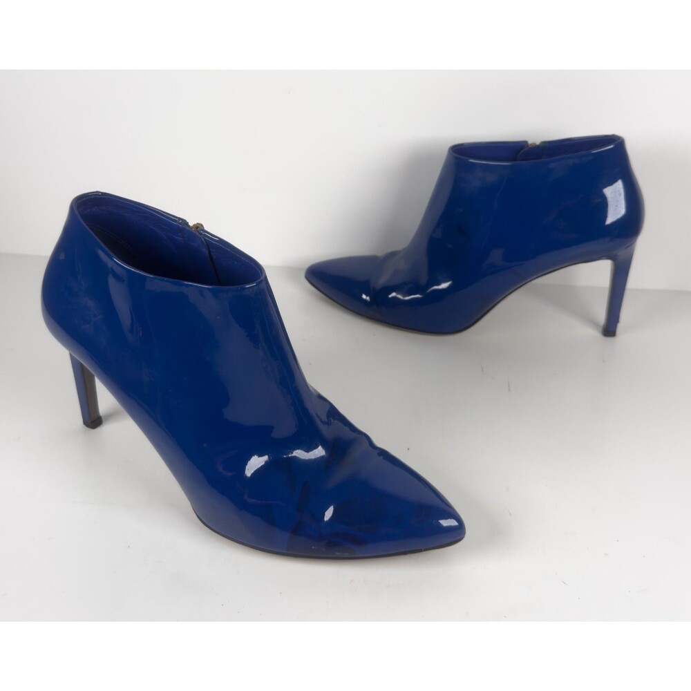 Gucci Blue Patent Women's Pointy Toe Patent Leather Boots EU 41 US 11 s